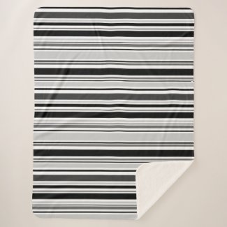 Cozy Modern Grey, Black, White Stripes Sherpa Blanket