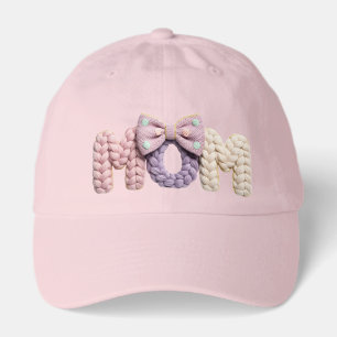 Cozy Mom Shirt with Braided Knit Letters & Bow   C Hat
