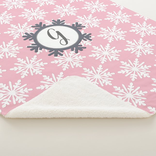 Cozy Monogram Snowflake Sherpa Backed Blanket (3/4)