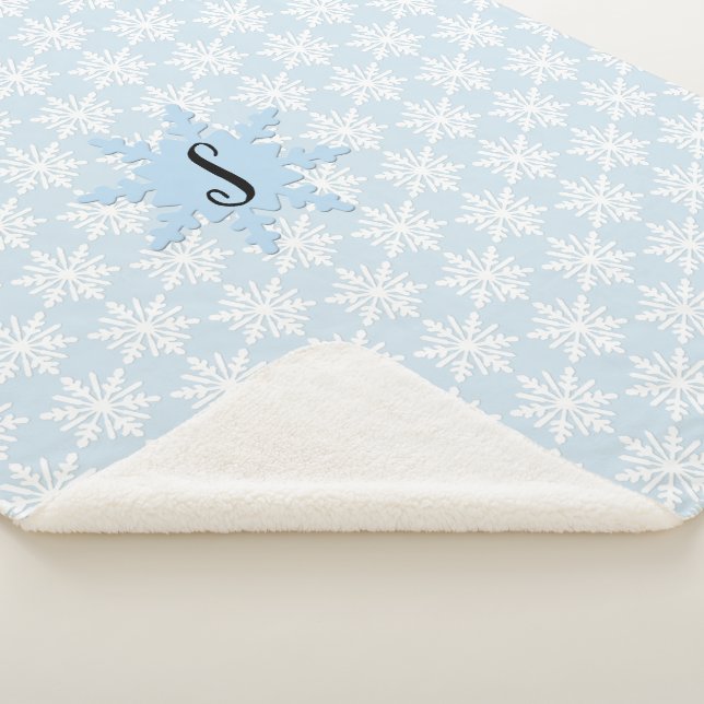 Cozy Monogram Snowflake Sherpa Backed Blanket (3/4)