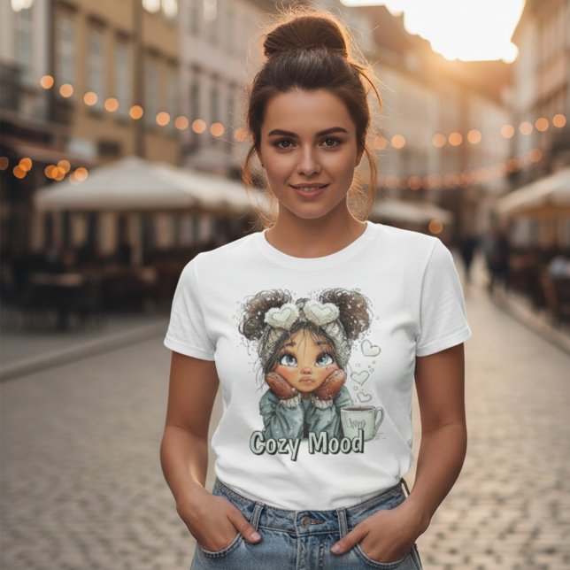 Cozy Mood Cute Winter Girl Women’s T-Shirt (Creator Uploaded)