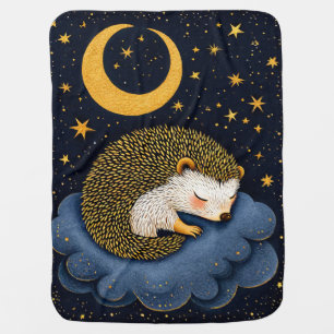 🦔🌜 Cozy Moon Hedgehog Nursery Wall Art ✨🌌 Baby Blanket