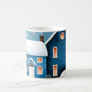 Cozy Moon Winter Village Snowy Cottage Coffee Mug