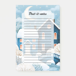 Cozy Moon Winter Village Snowy Cottage Post-it Notes