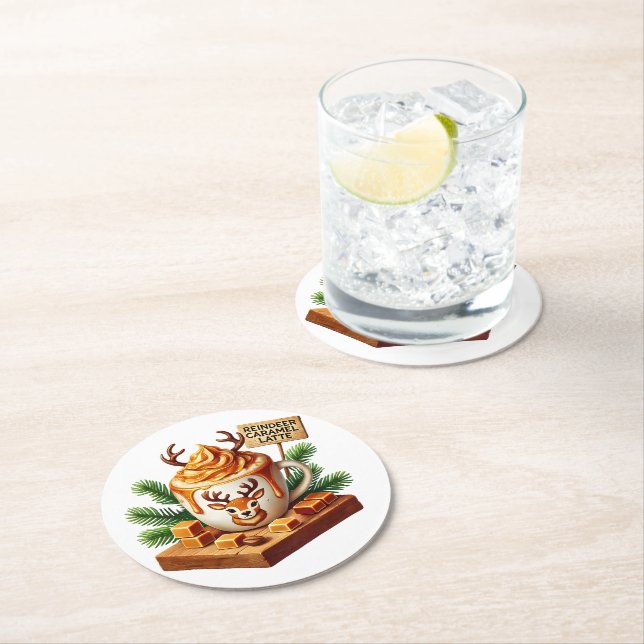 Cozy Morning Coffee Art Sublimation Round Paper Coaster (Insitu)