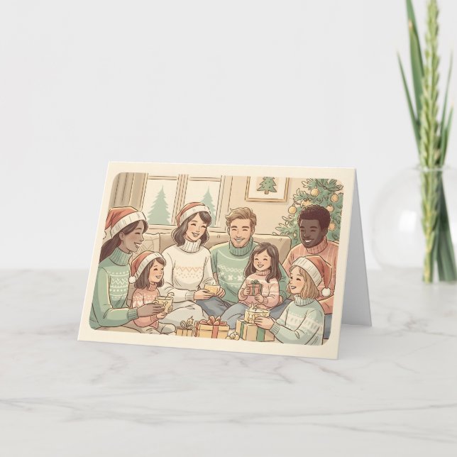 Cozy Multi-Generational Family Christmas Gathering Card (Front)