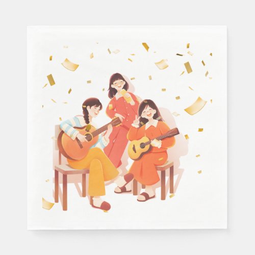 Cozy Music & Friends Illustrated Party Napkins