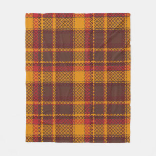 Cozy Mustard Yellow and Rust Tartan Design Fleece Blanket