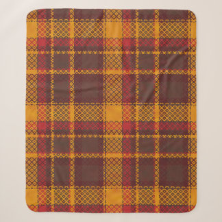 Cozy Mustard Yellow and Rust Tartan Design Sherpa Blanket