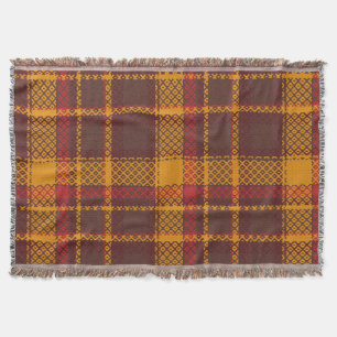Cozy Mustard Yellow and Rust Tartan Design Throw Blanket