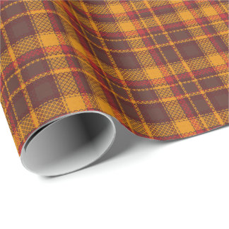 Cozy Mustard Yellow and Rust Tartan Design Wrapping Paper