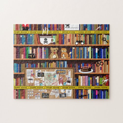 Cozy Mysteries Bookshelf Colorful Clues Jigsaw Puzzle
