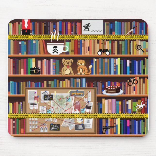 Cozy Mysteries Bookshelf Mouse Pad (Front)