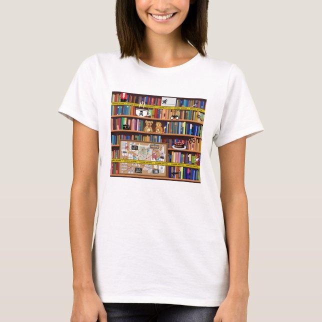 Cozy Mysteries Bookshelf T-Shirt (Front)