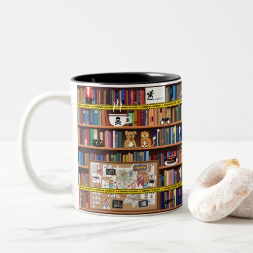 Cozy Mysteries Bookshelf Two_Tone Coffee Mug