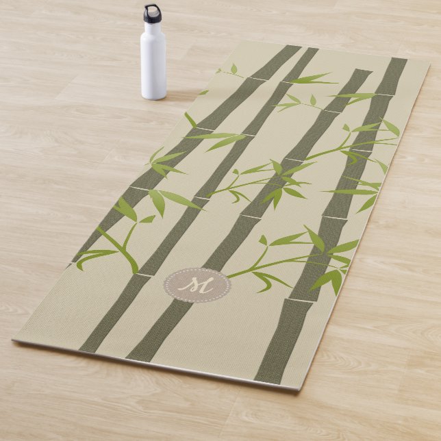 Cozy Natural Zen Bamboo Light Custom Monogram Yoga Mat (In Situ)