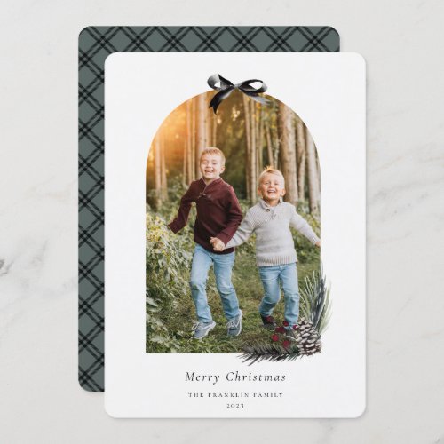 Cozy Nature Arch Frame Photo Holiday Card