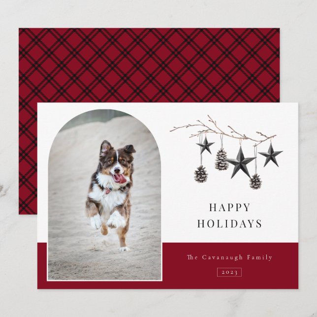 Cozy Nature Arch Frame Photo Holiday Card (Front/Back)