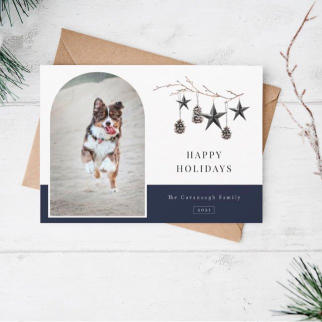 Cozy Nature Arch Frame Photo Holiday Card (Creator Uploaded)