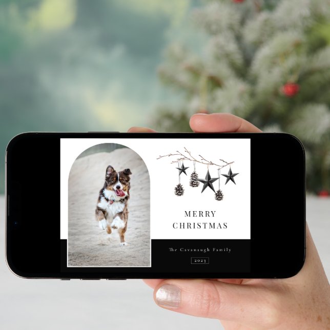 Cozy Nature Arch Frame Photo Holiday Card (Front Digital)