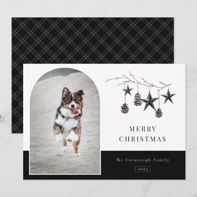 Cozy Nature Arch Frame Photo Holiday Card (Front/Back)