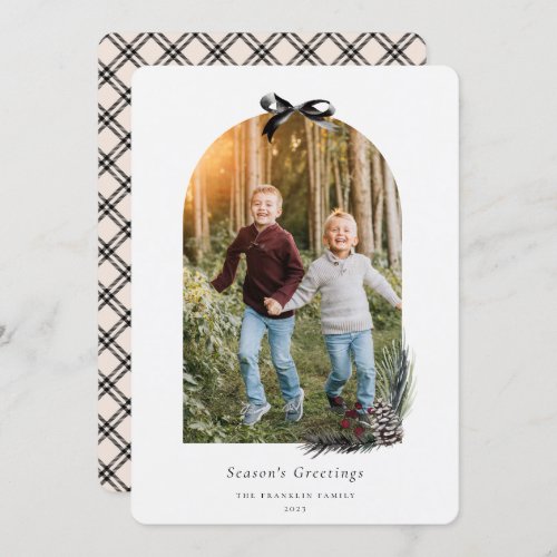 Cozy Nature Arch Frame Photo Holiday Card