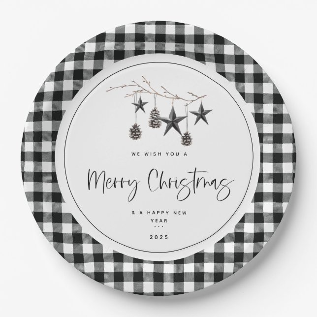 Cozy Nature Christmas Party Paper Plates (Front)