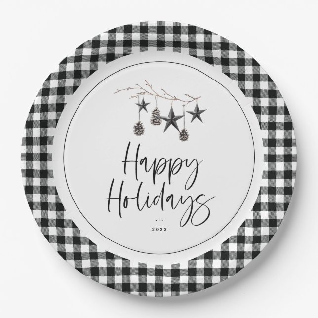 Cozy Nature Holiday Party Paper Plates (Front)