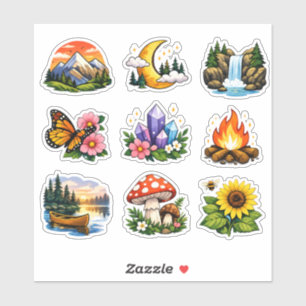 Cozy Nature Wilderness Butterfly Crystal Campfire Sticker