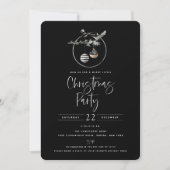 Cozy Nature Wreath Black Christmas Party Invitation (Front)