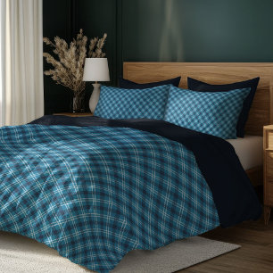 Cozy Navy Blue Plaid Duvet for Classic Bedrooms Cover