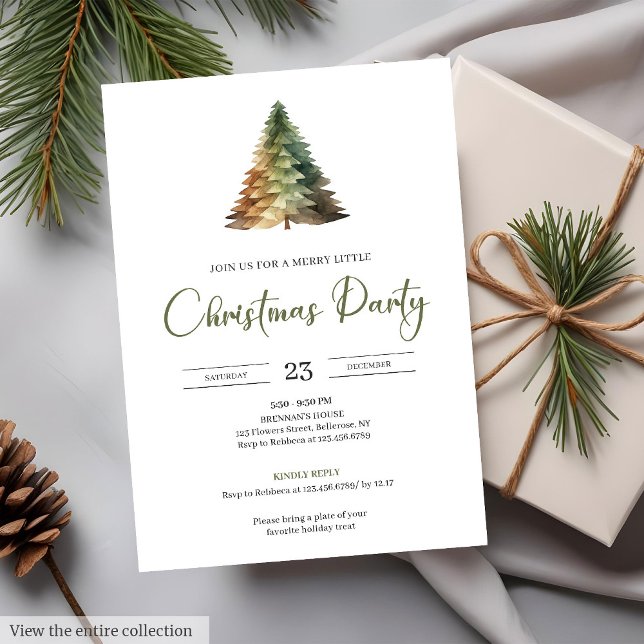 Cozy Neutral Earthy Rustic Minimalist Xmas Party  Invitation (Cozy Neutral Earthy Rustic Minimalist Xmas Party Invitation)