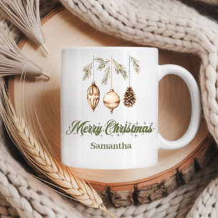 Cozy neutral Nordic minimalist art custom name Coffee Mug