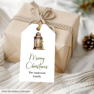 Cozy Neutral Rustic Watercolor Christmas Gift Tags