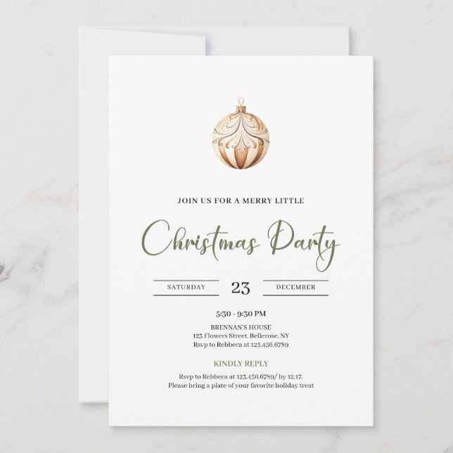 Cozy Neutral Sage Green Scandinavian Christmas  Invitation (Front)