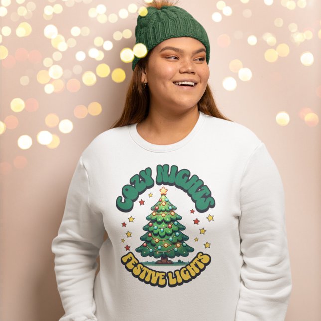 Cozy Nights, Festive Lights Christmas Tree Sweatshirt (Creator Uploaded)