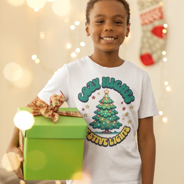 Cozy Nights, Festive Lights Christmas Tree T-Shirt (Creator Uploaded)
