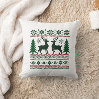 Cozy Nordic Christmas Reindeer Pillow