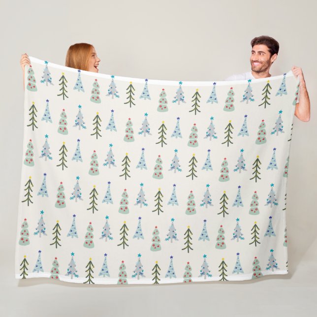 Cozy nordic Christmas woodland Fleece Blanket (In Situ)