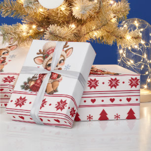 Cozy Nordic Deer Christmas Wrapping Paper