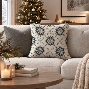 Cozy Nordic Snowflake Throw Pillow Earthy Winter D