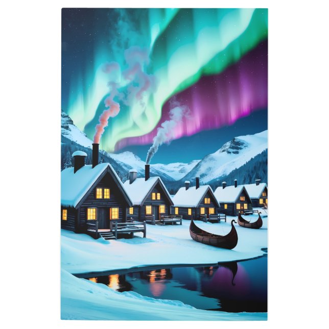 Cozy Nordic Village Metal Print (Front)