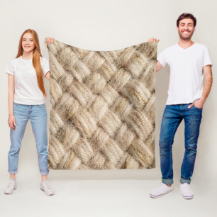 Cozy Oatmeal Woven Linen Texture Minimalist Scandi Fleece Blanket