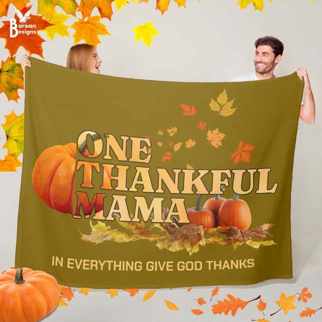 Cozy ONE THANKFUL MAMA Christian Thanksgiving Fleece Blanket (Cozy ONE THANKFUL MAMA Thanksgiving Fall Blanket with CUSTOMIZABLE Christian quote. Great mom gift.)
