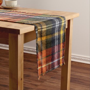 Cozy  Orange And Navy Tartan Flannel  Table Runner by Susang6 at Zazzle