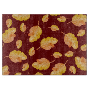 Cozy Orange Autumn Fall Leaves Cutting Board