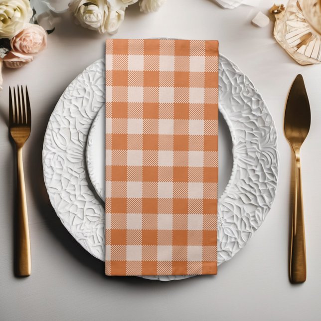 Cozy Orange Gingham Fall Autumn Cloth Napkin (Creator Uploaded)