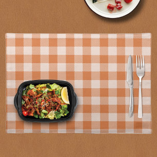 Cozy Orange Gingham Fall Autumn Cloth Placemat