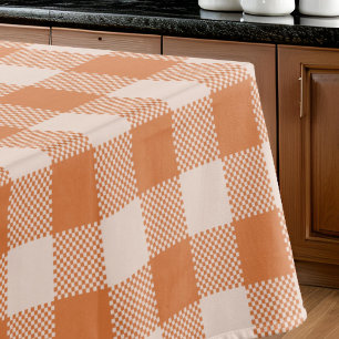 Cozy Orange Gingham Fall Autumn Tablecloth