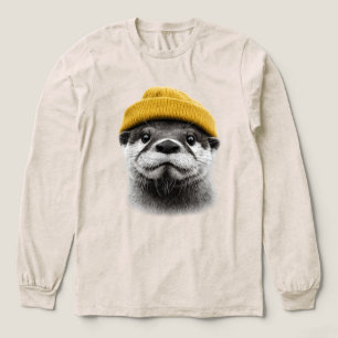 Cozy Otter Beanie Retro River Otter Winter Design  Tri-Blend Shirt